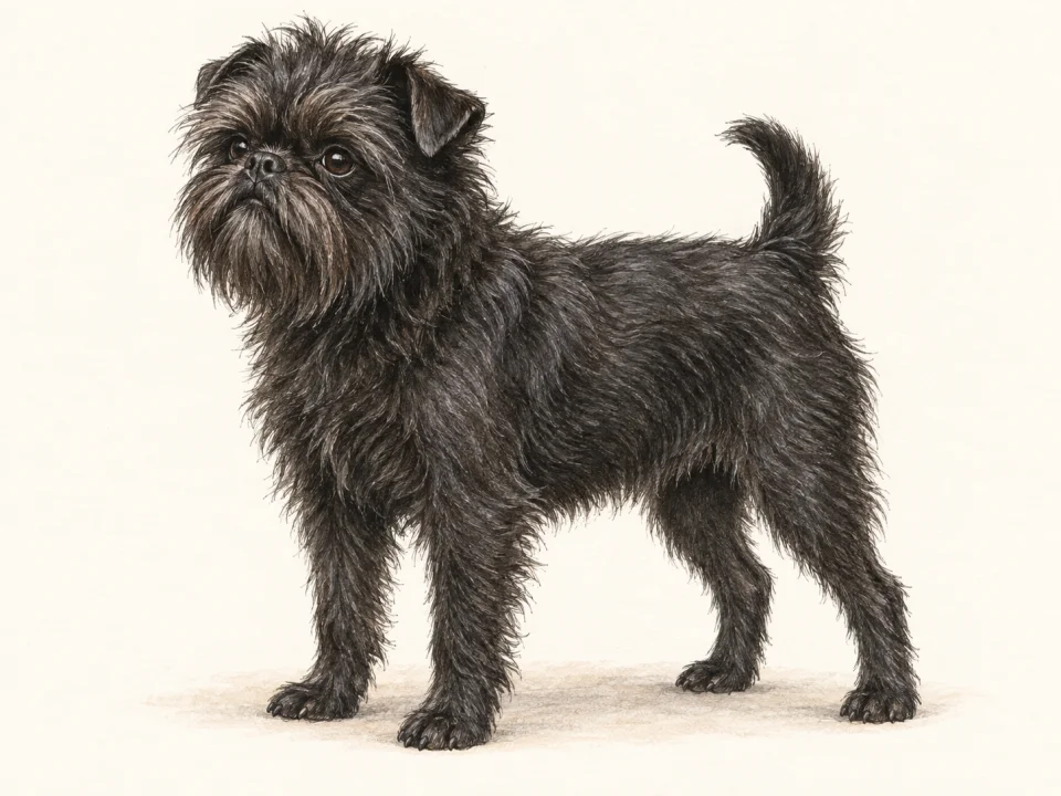 Original illustration of an adult Affenpinscher