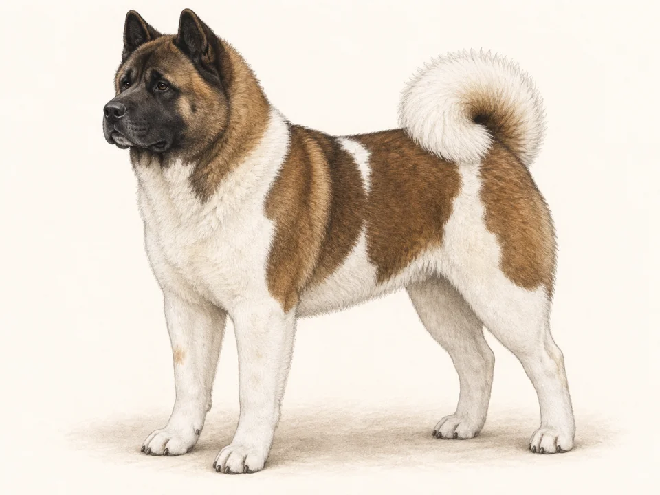Original illustration of an adult Akita