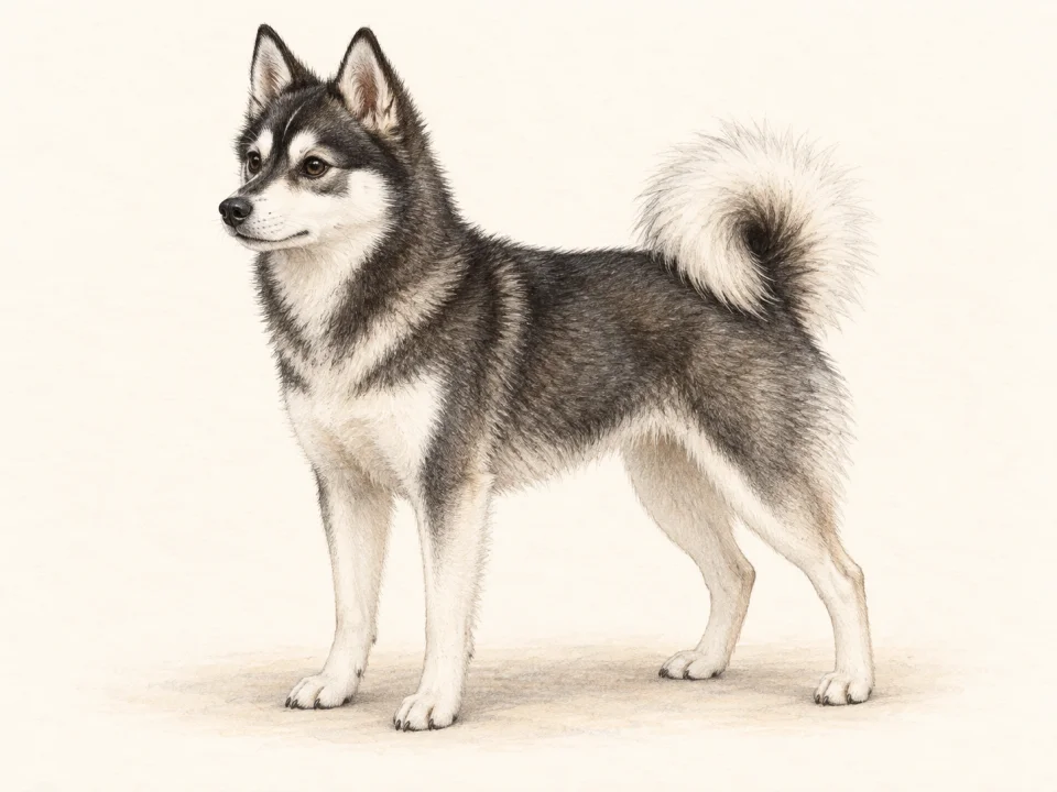 Original illustration of an adult Alaskan Klee Kai