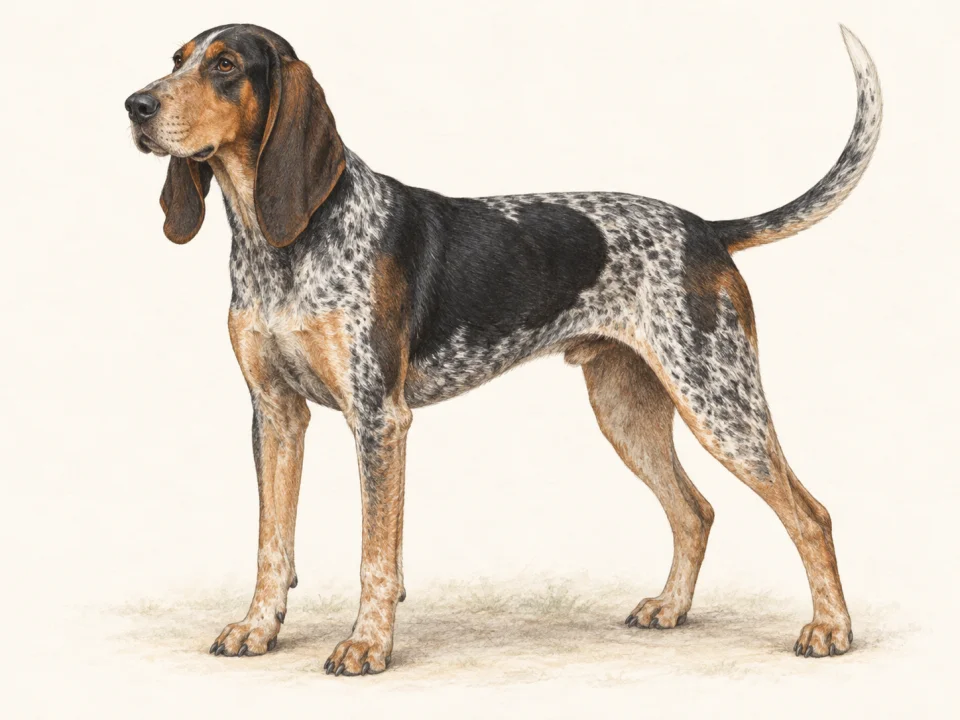 Original illustration of an adult American English Coonhound