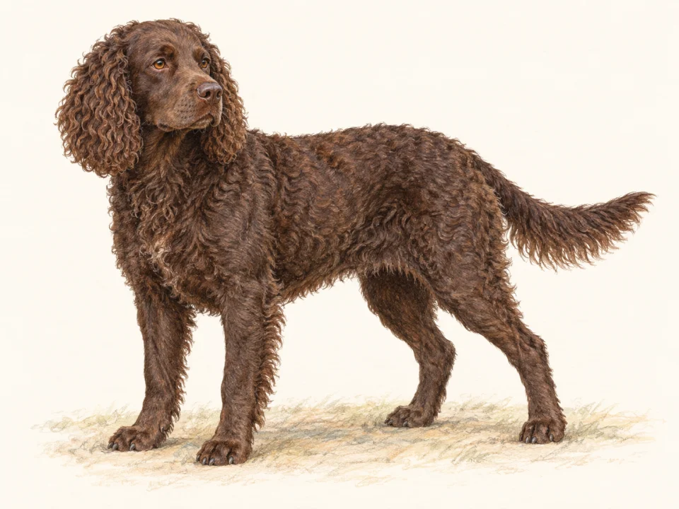 Original illustration of an adult American Water Spaniel