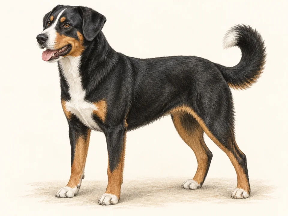 Original illustration of an adult Appenzeller Sennenhund