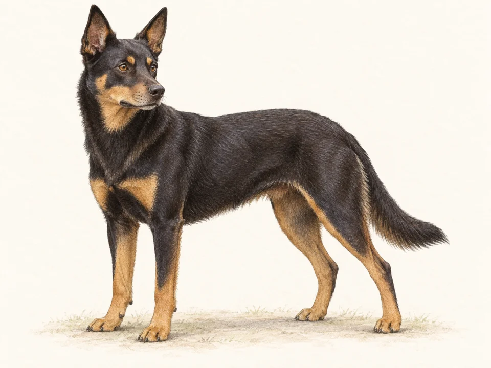 Original illustration of an adult Australian Kelpie