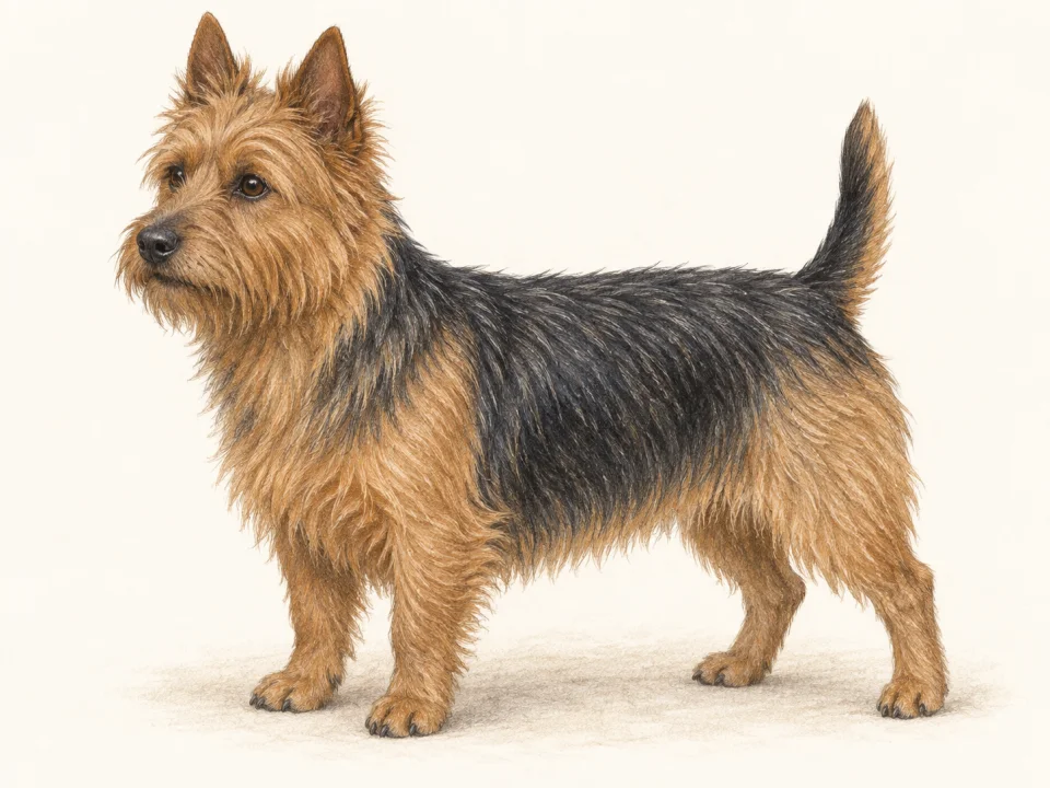Original illustration of an adult Australian Terrier