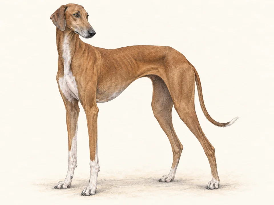 Original illustration of an adult Azawakh