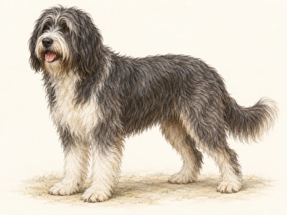 Original illustration of an adult Barbado da Terceira