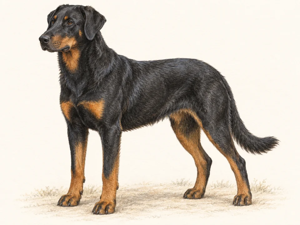 Original illustration of an adult Beauceron