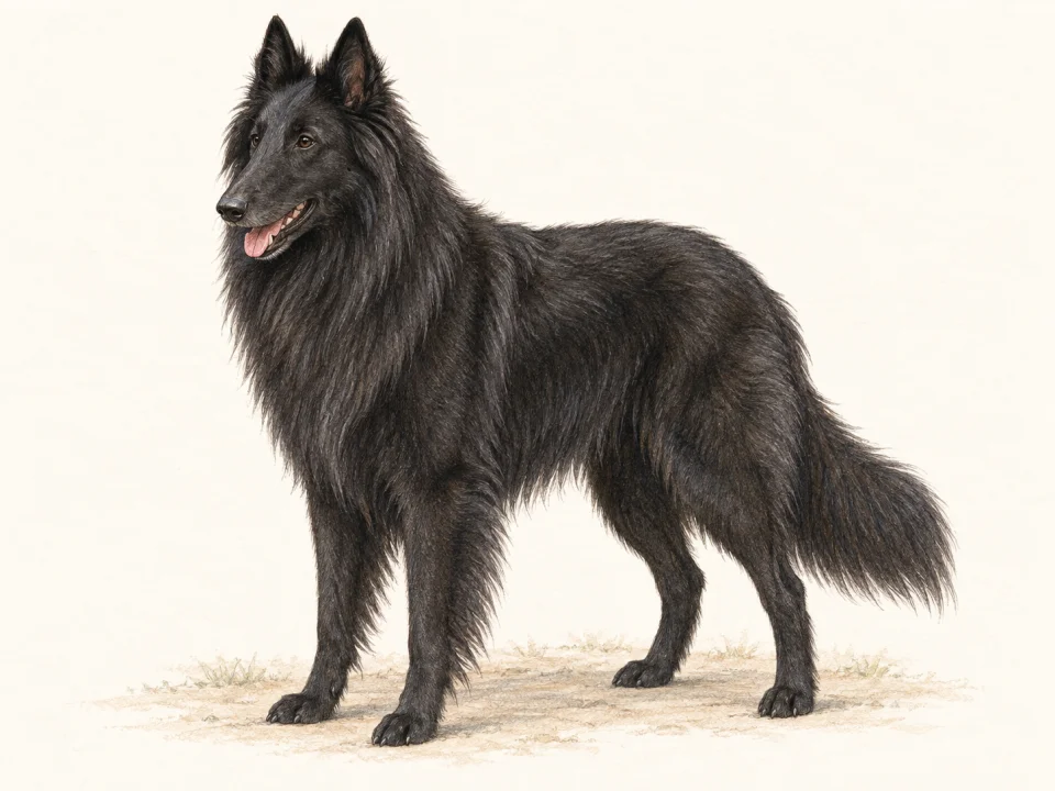 Original illustration of an adult Belgian Sheepdog