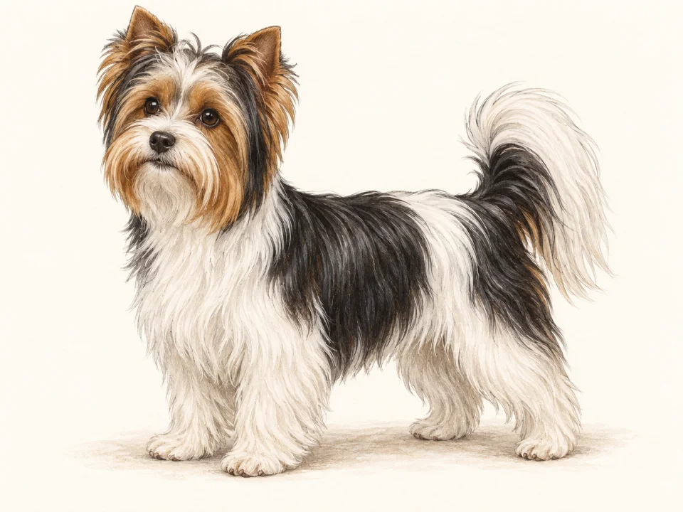 Original illustration of an adult Biewer Terrier