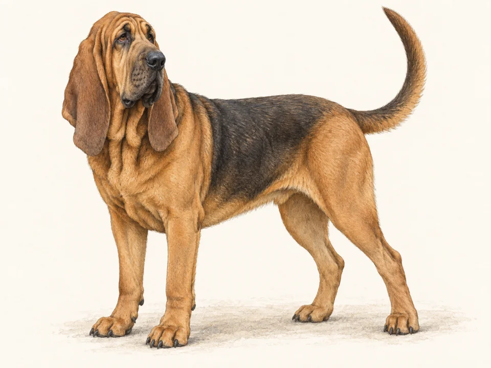 Original illustration of an adult Bloodhound