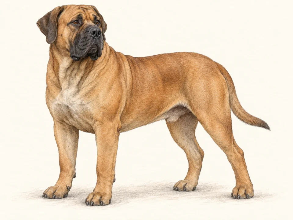 Original illustration of an adult Boerboel
