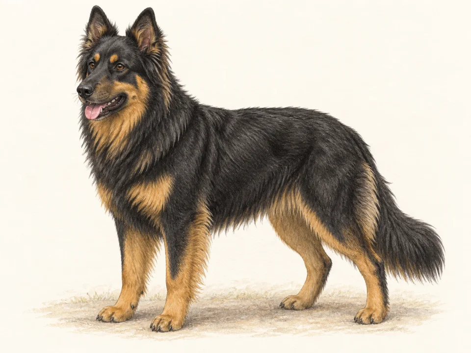 Original illustration of an adult Bohemian Shepherd