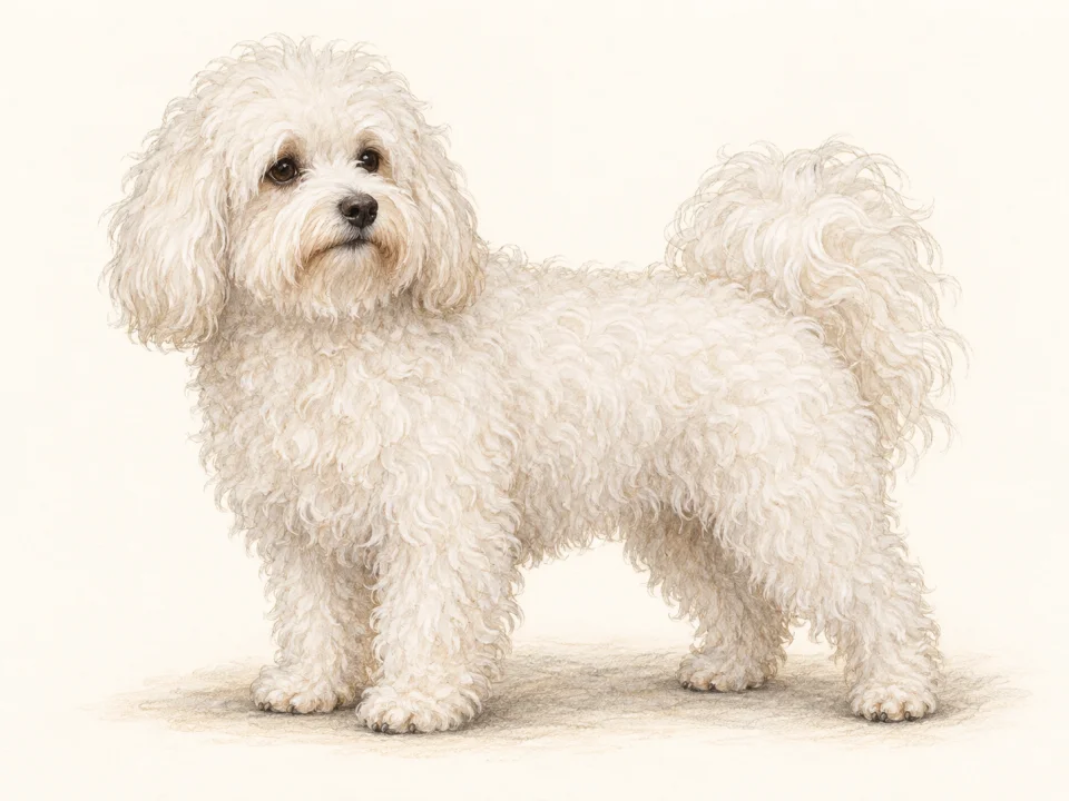 Original illustration of an adult Bolognese
