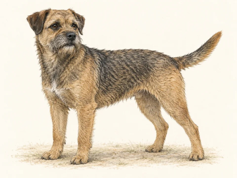Original illustration of an adult Border Terrier