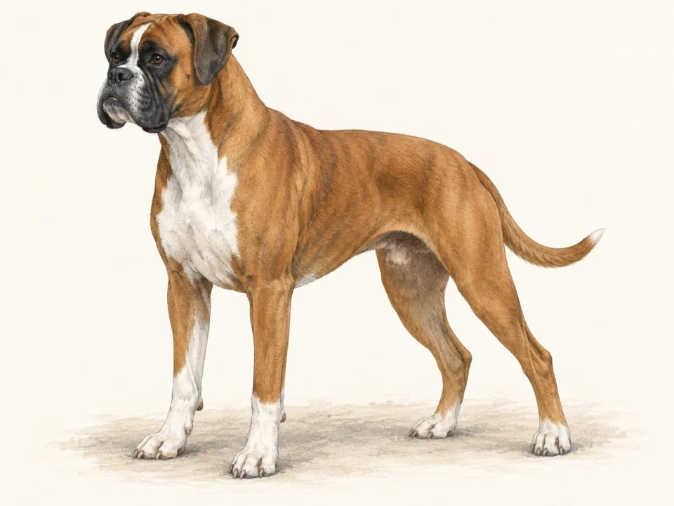 Original illustration of an adult Boxer
