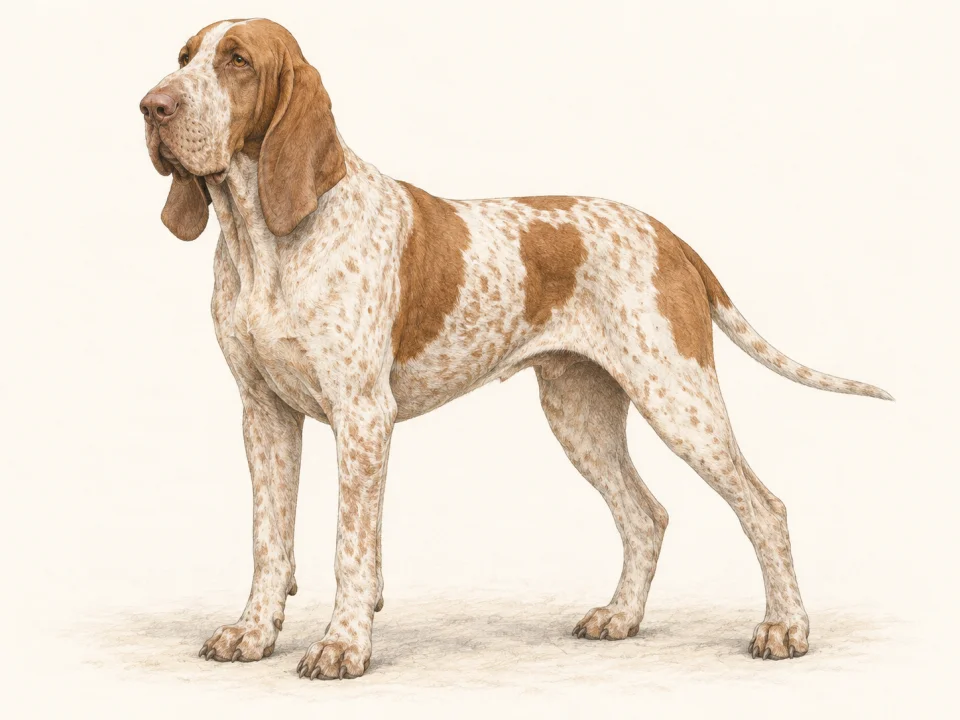 Original illustration of an adult Bracco Italiano