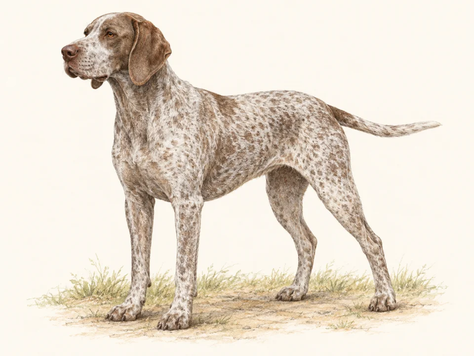 Original illustration of an adult Braque du Bourbonnais