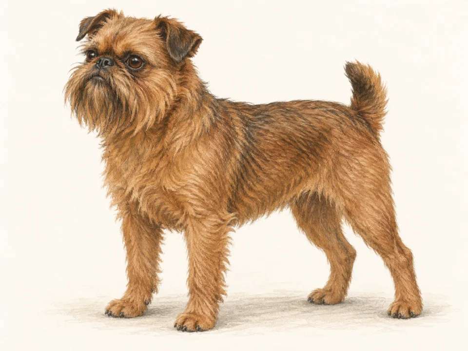 Original illustration of an adult Brussels Griffon