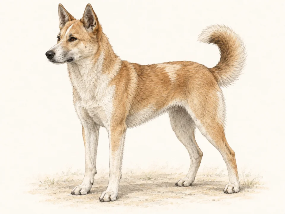 Original illustration of an adult Canaan Dog