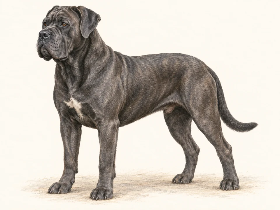 Original illustration of an adult Cane Corso