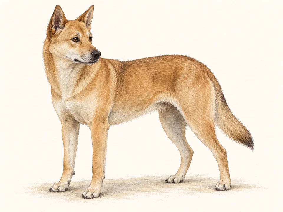 Original illustration of an adult Carolina Dog