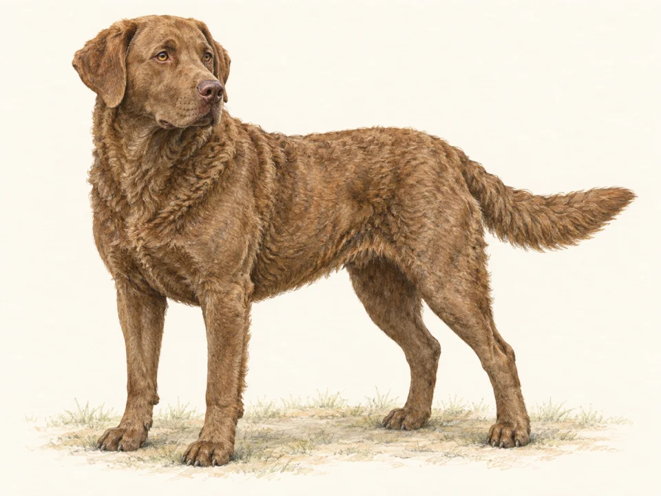 Original illustration of an adult Chesapeake Bay Retriever