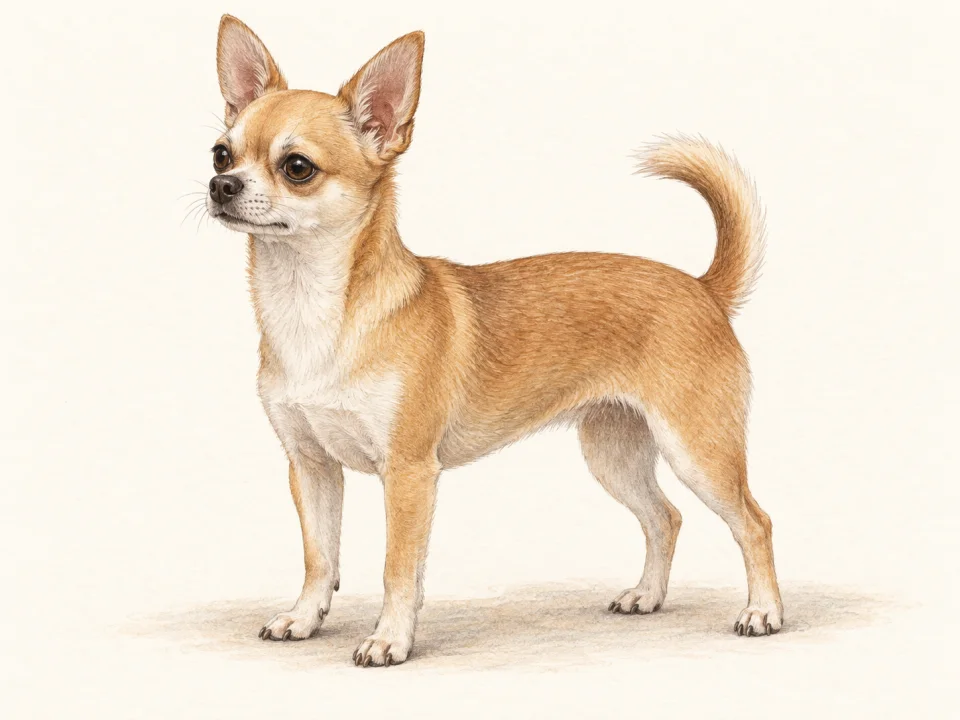 Original illustration of an adult Chihuahua