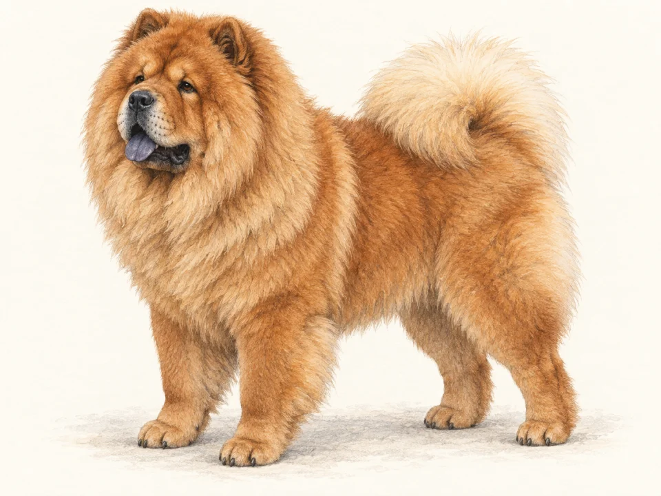 Original illustration of an adult Chow Chow