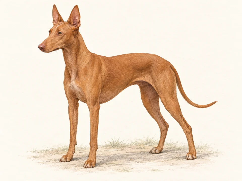 Original illustration of an adult Cirneco dell’Etna