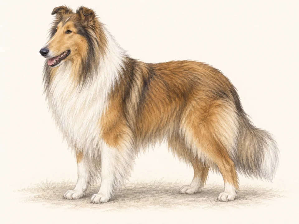 Original illustration of an adult Collie