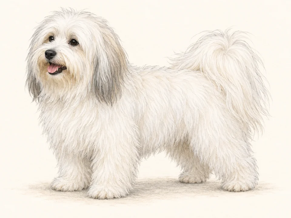 Original illustration of an adult Coton de Tulear