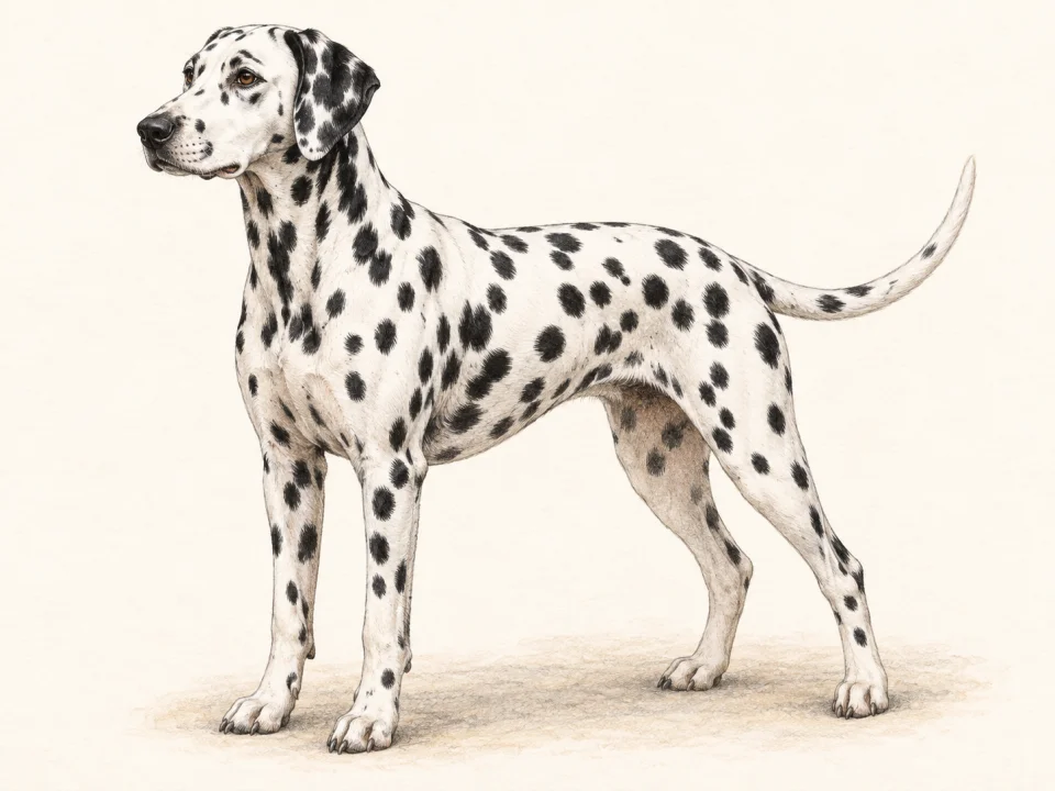 Original illustration of an adult Dalmatian