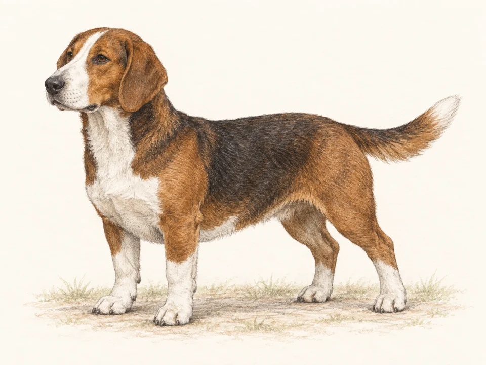 Original illustration of an adult Drever