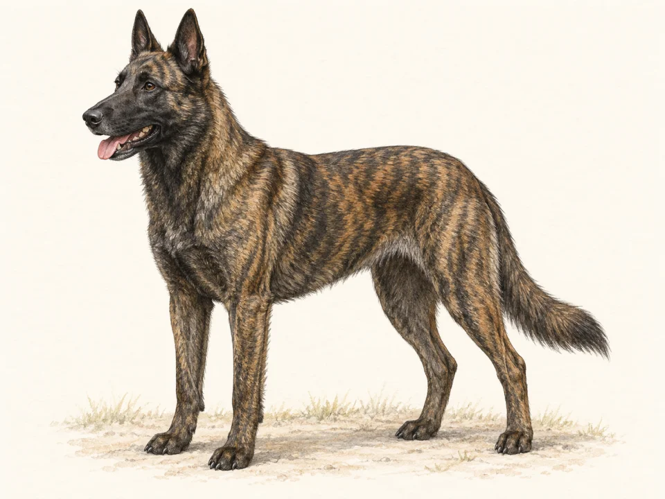 Original illustration of an adult Dutch Shepherd