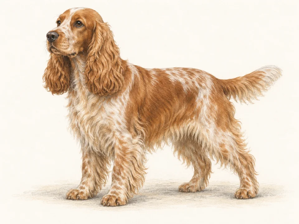 Original illustration of an adult English Cocker Spaniel