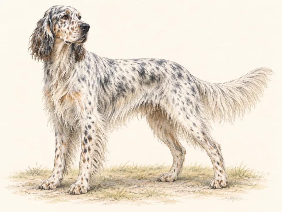 Original illustration of an adult English Setter