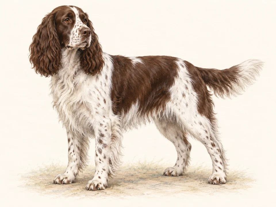 Original illustration of an adult English Springer Spaniel