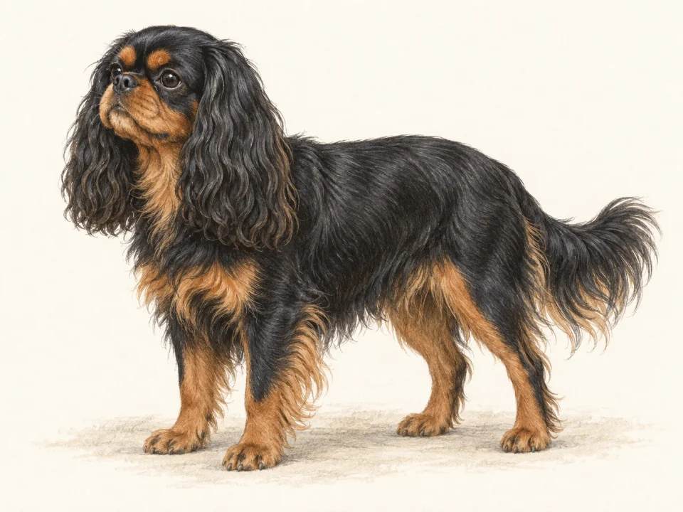 Original illustration of an adult English Toy Spaniel