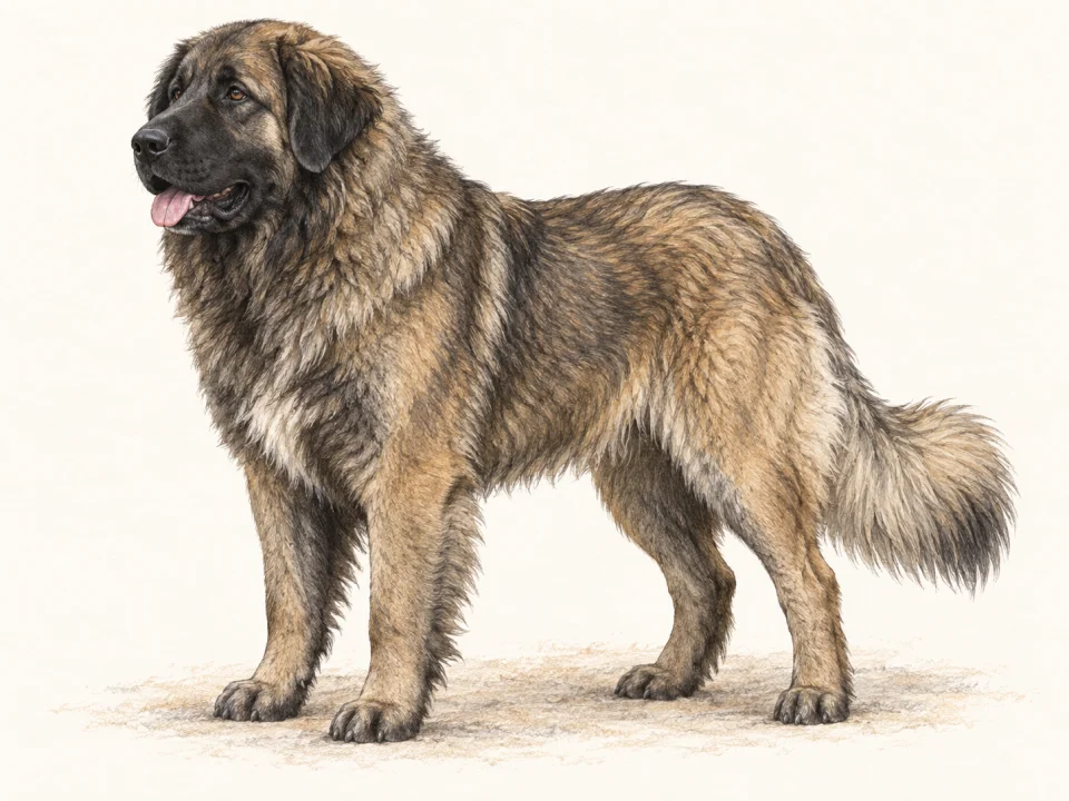 Original illustration of an adult Estrela Mountain Dog