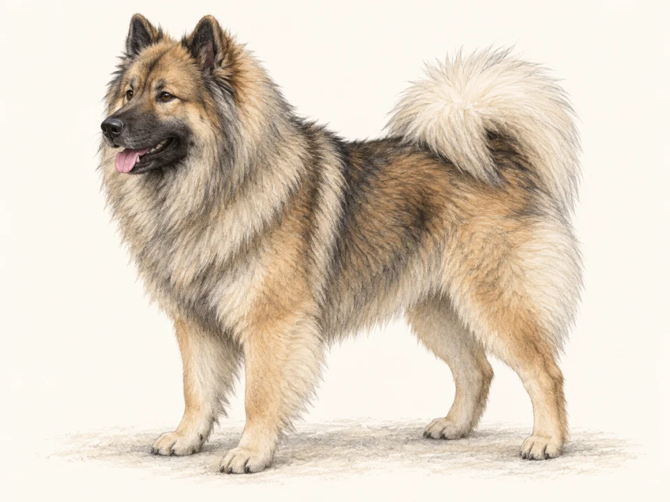 Original illustration of an adult Eurasier