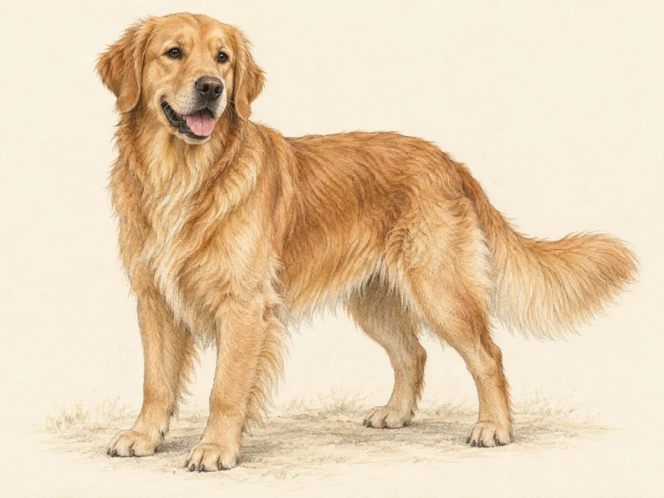 Original illustration of an adult Golden Retriever