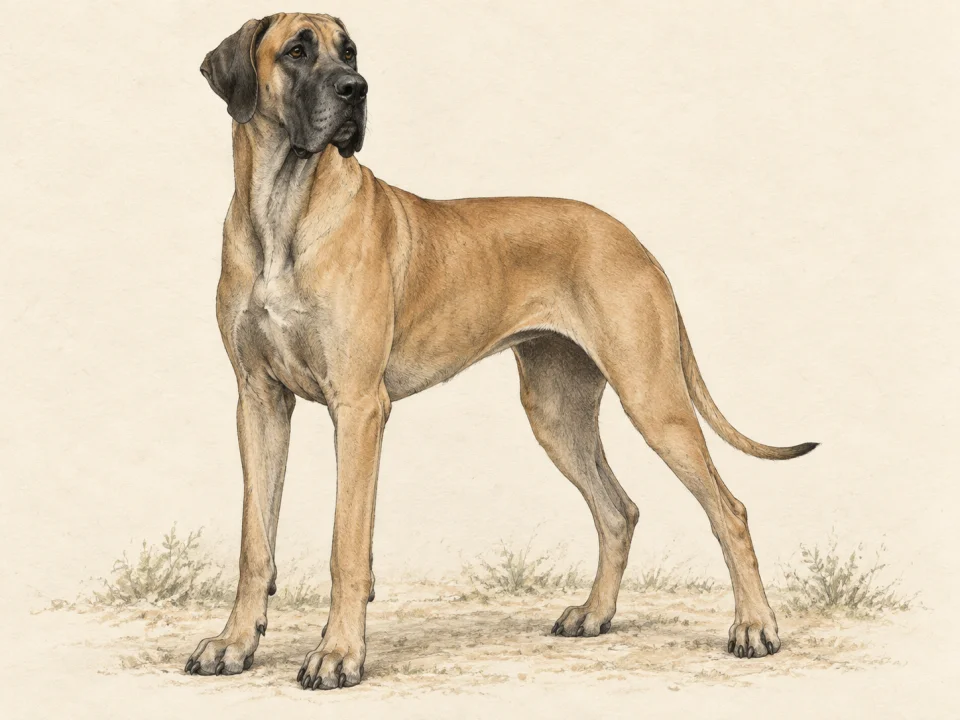 Original illustration of an adult Great Dane
