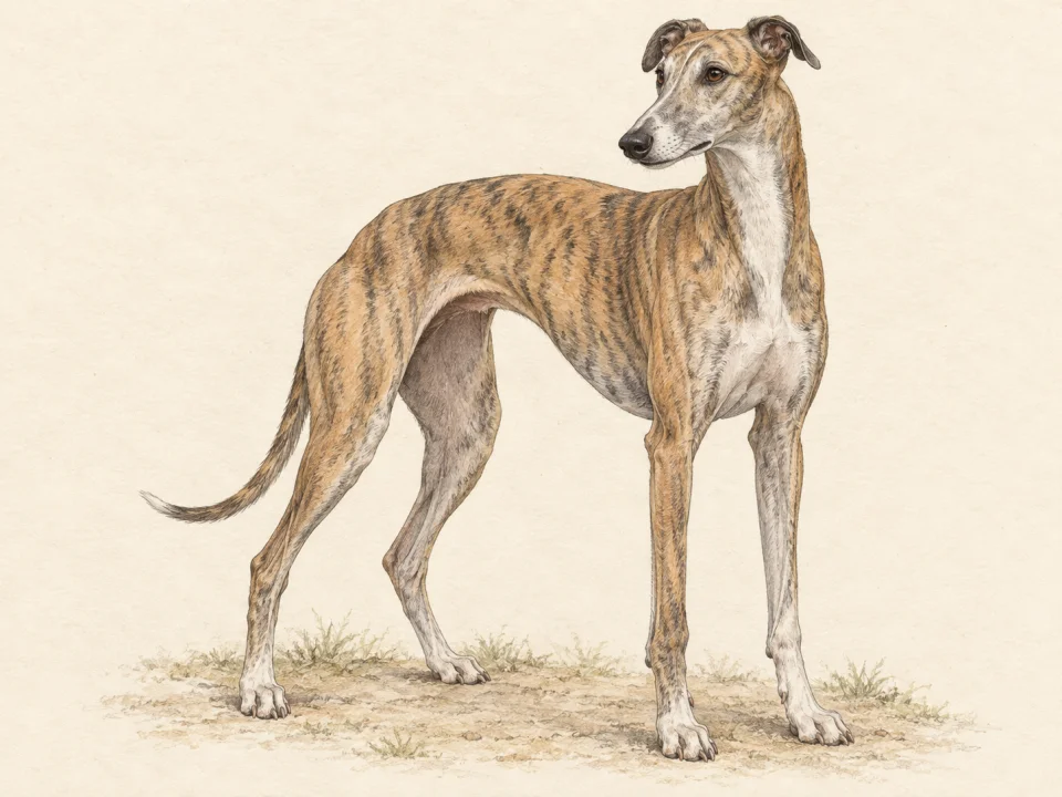 Original illustration of an adult Greyhound