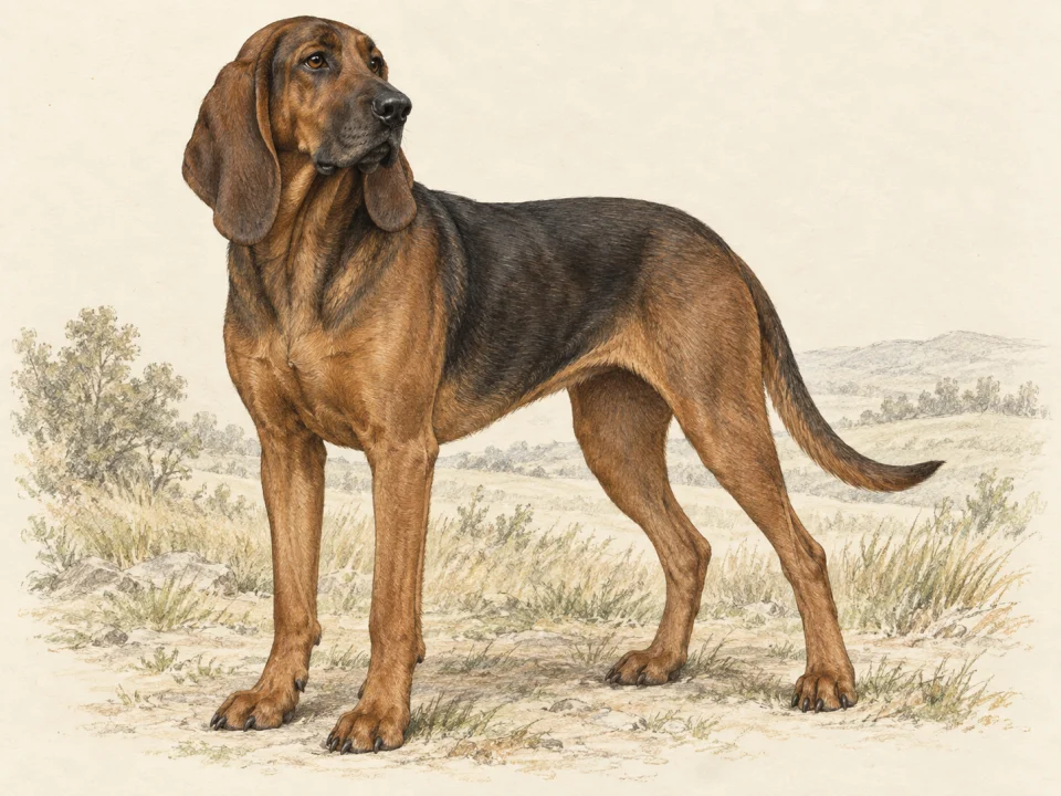 Original illustration of an adult Hanoverian Scenthound