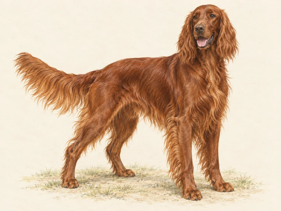 Original illustration of an adult Irish Setter