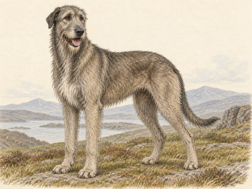 Original illustration of an adult Irish Wolfhound