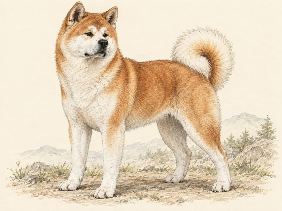 Original illustration of an adult Japanese Akitainu