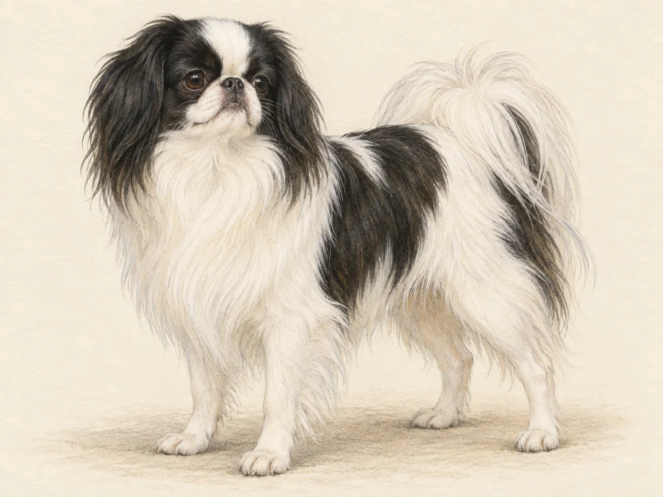 Original illustration of an adult Japanese Chin