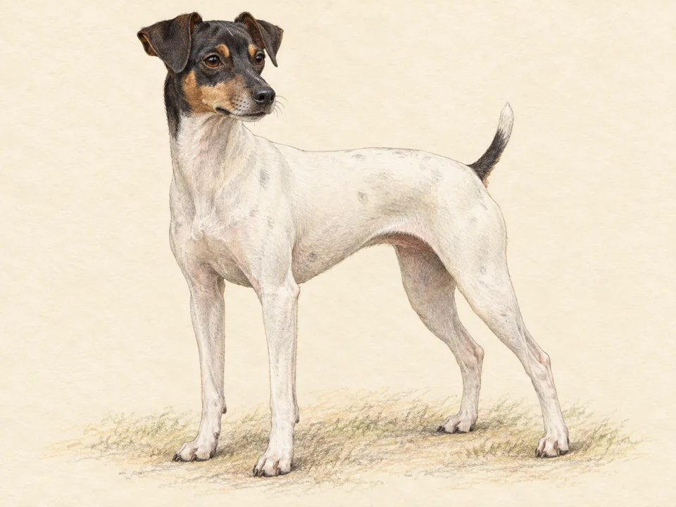Original illustration of an adult Japanese Terrier