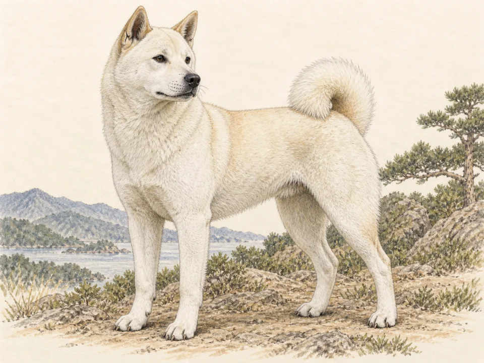 Original illustration of an adult Kishu Ken